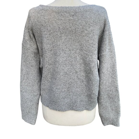 Maeve Anthropologie Sparkle Gray Bow Sweater Slouchy Oversized Holiday Party-L - Picture 8 of 10